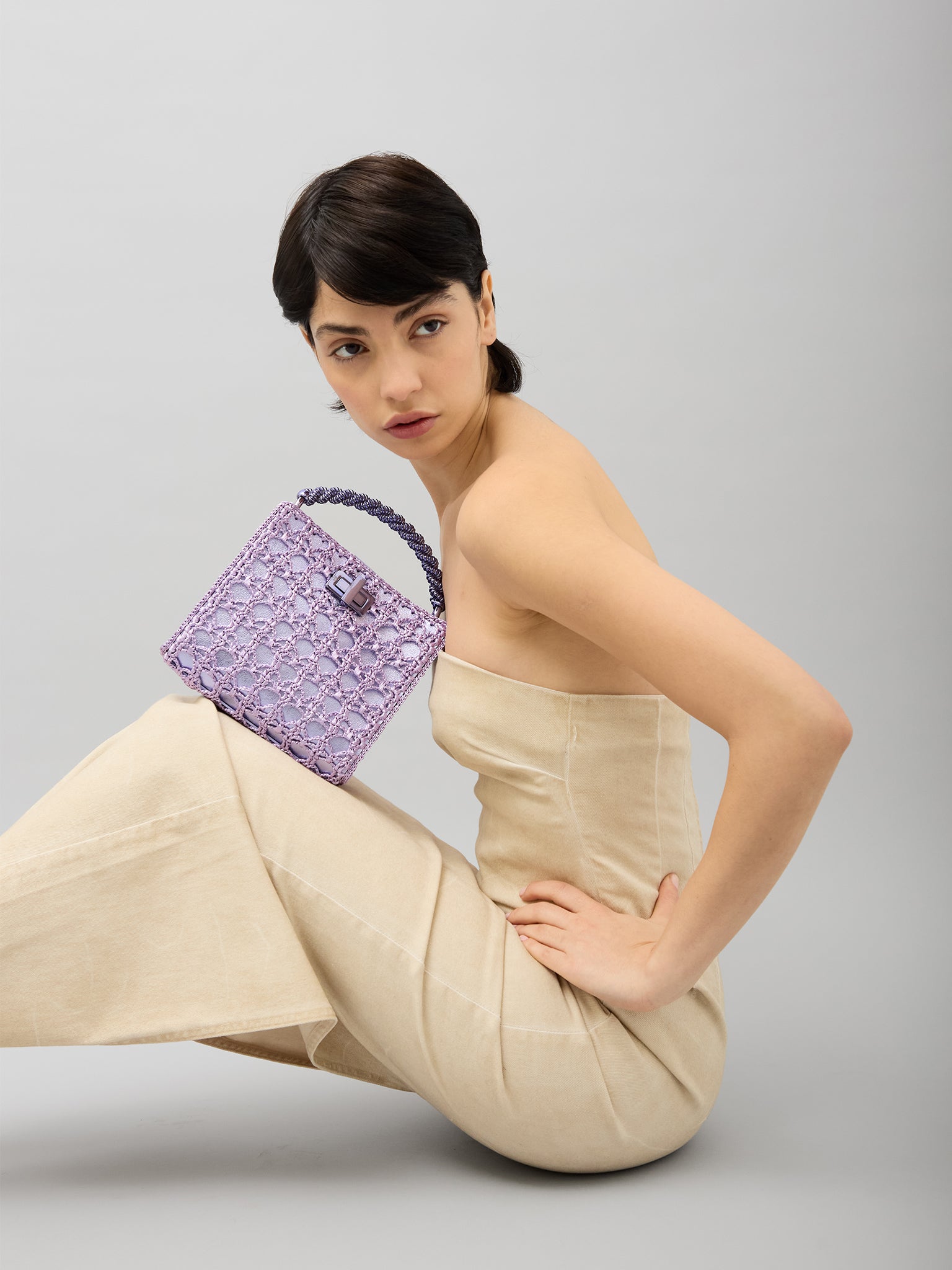 Sylvia Small Crochet Metallic Limited Edition Metallic Periwinkle